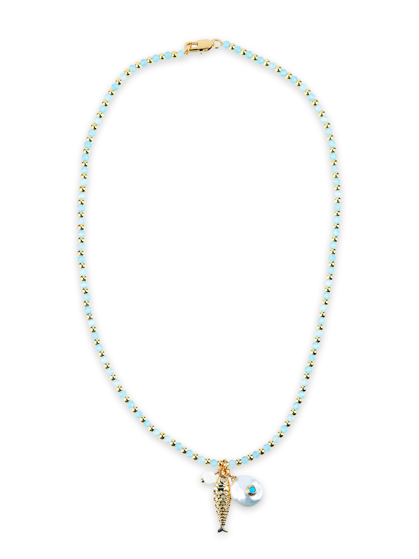 Gold Chalcedony fish pendant