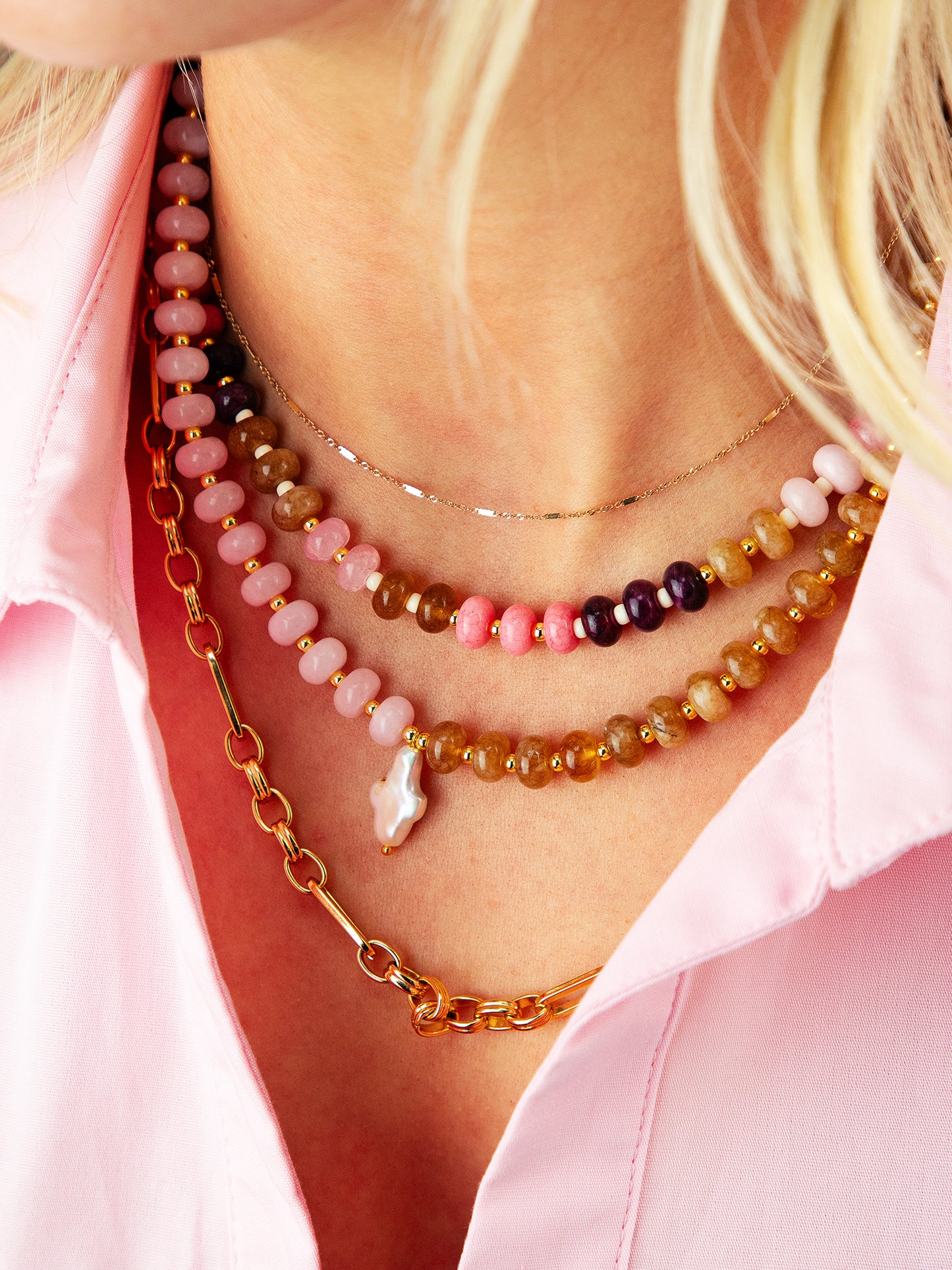 Plum, Pink & Brown Candy Necklace