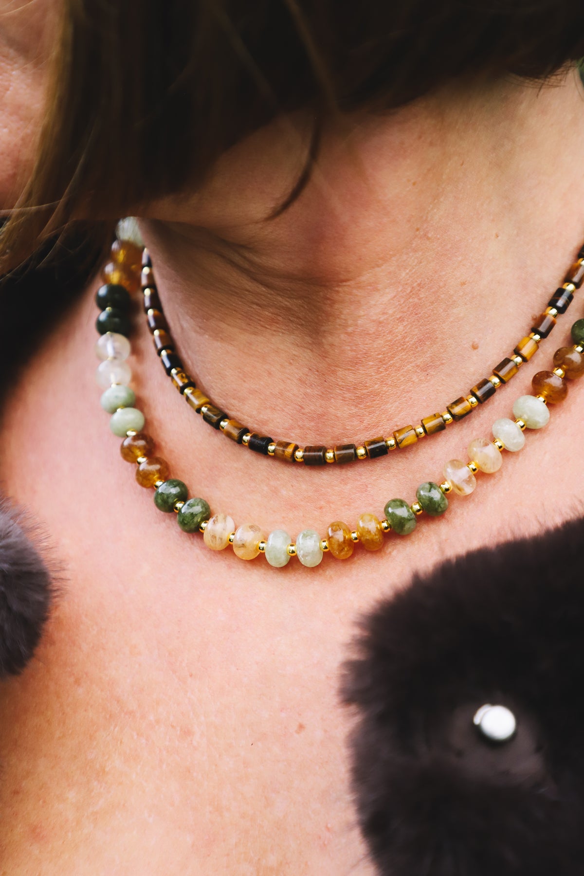 Brown, Green & Citrine Necklace