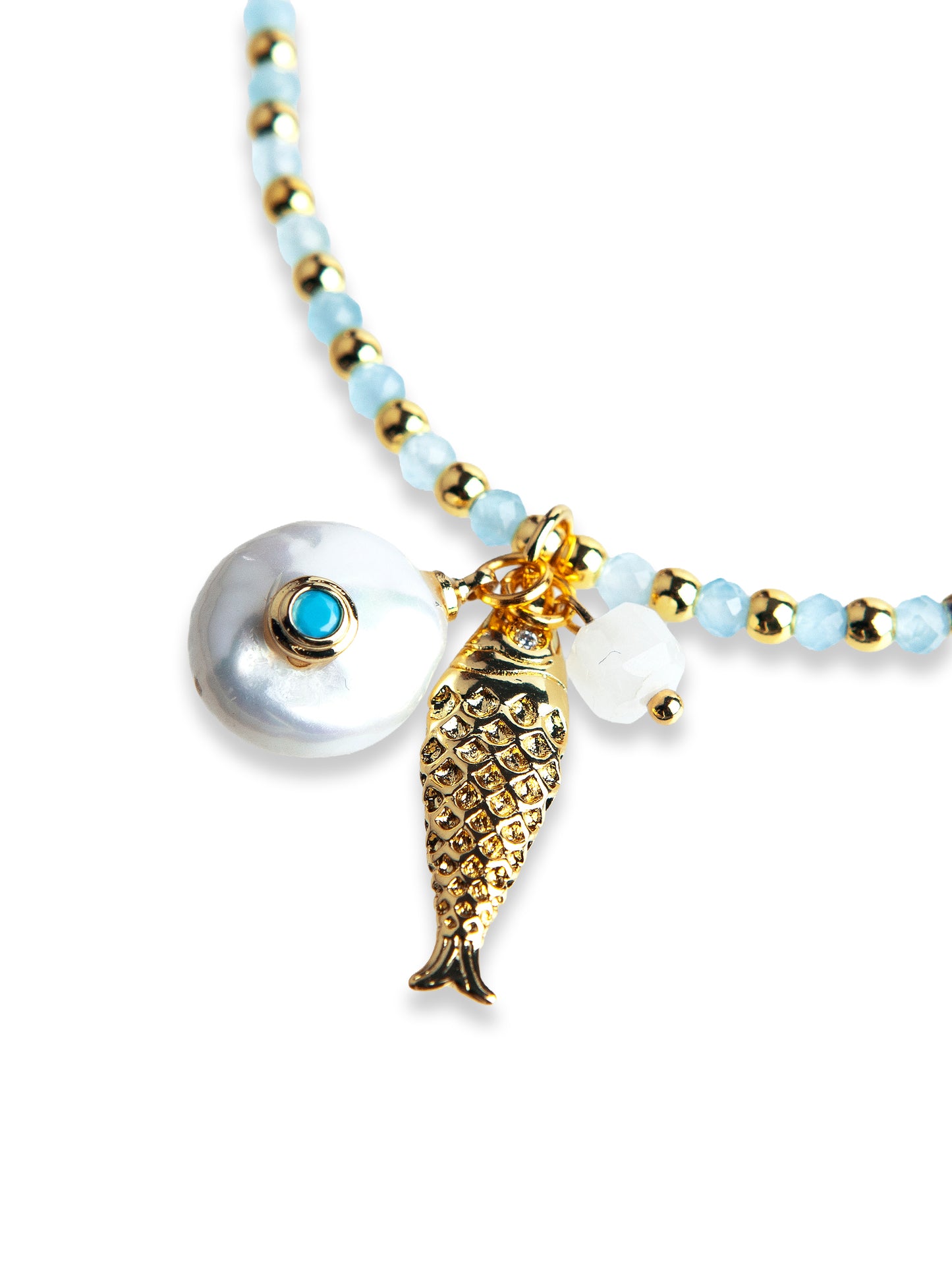 Gold Chalcedony fish pendant