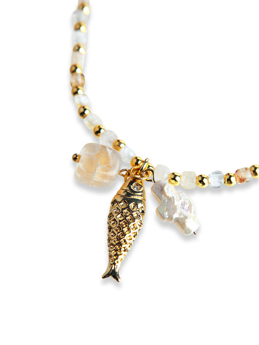 Gold Citrine fish pendant