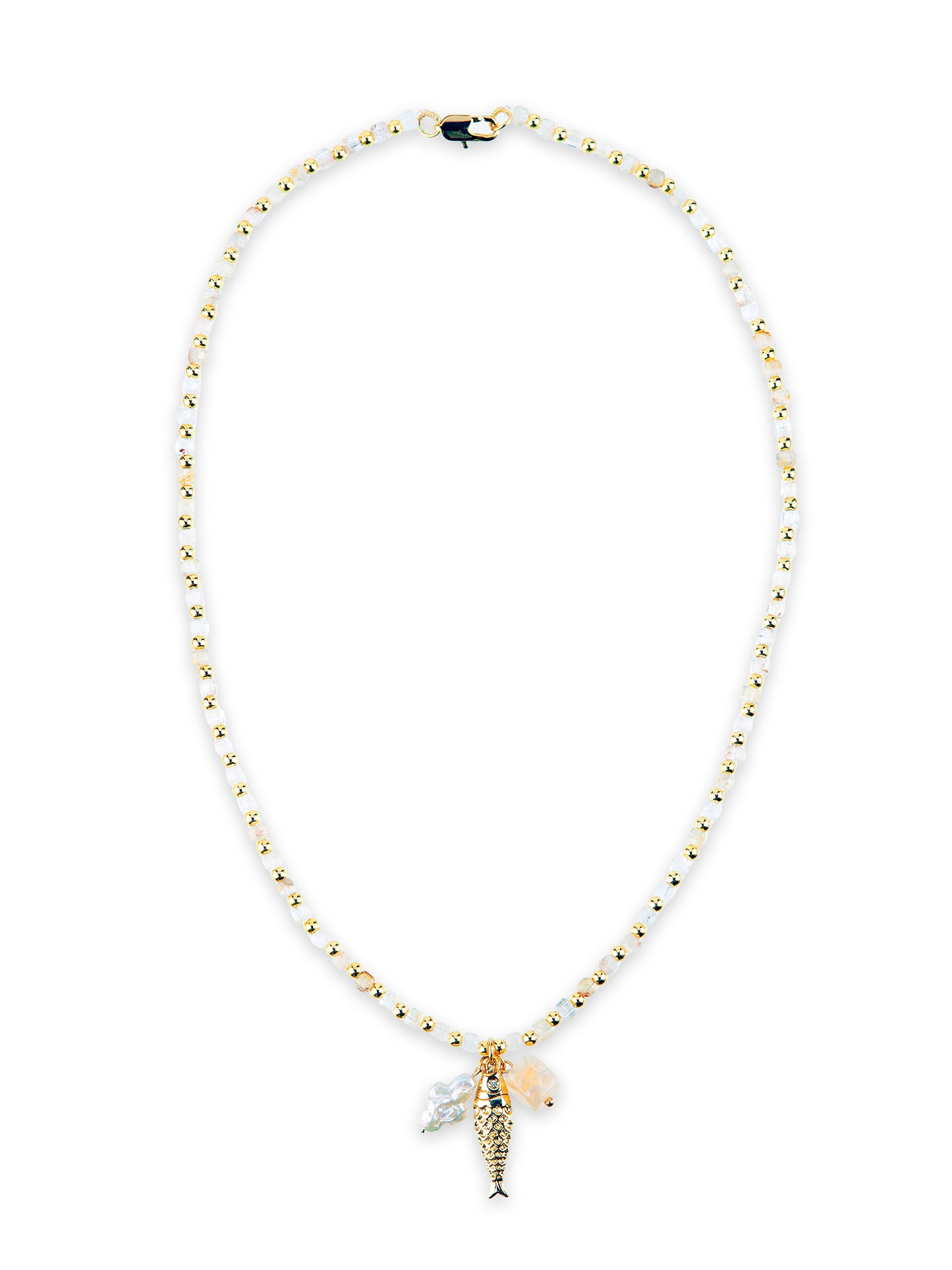 Gold Citrine fish pendant