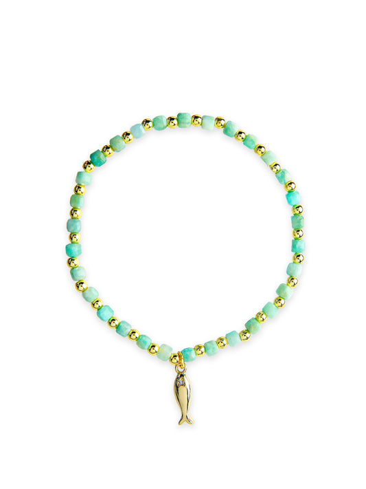 Amazonite Gold Fish bracelet