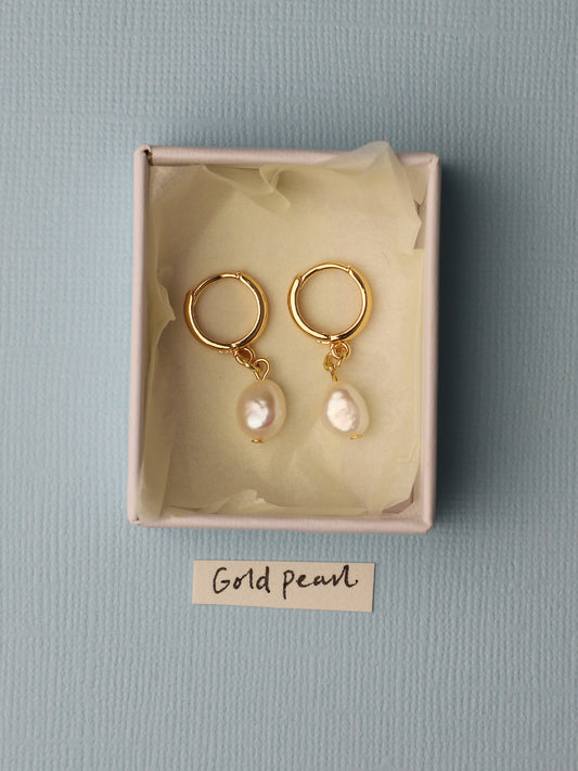 Gold Pearl Earrings
