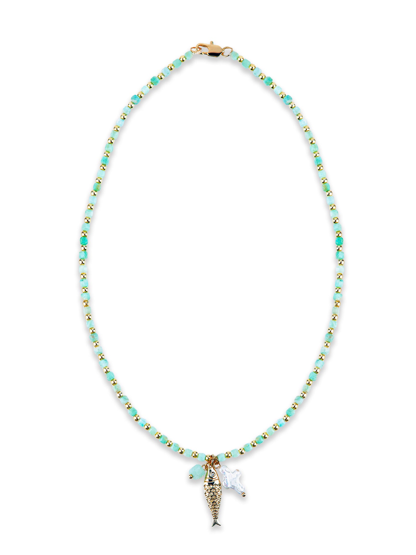 Gold Amazonite fish pendant