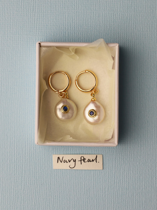 Navy Pearl Earrings