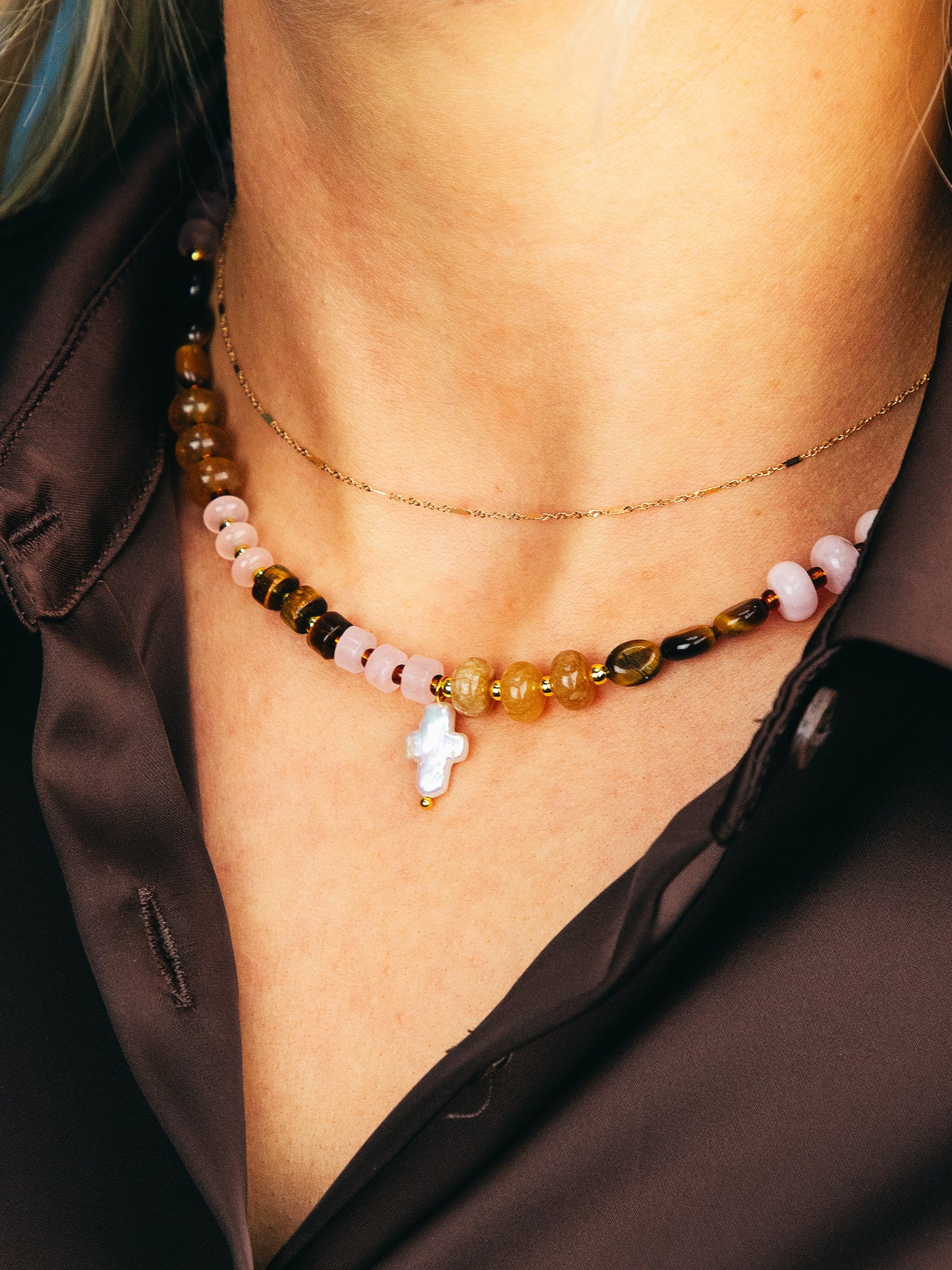 Pink & Brown Combo Cross