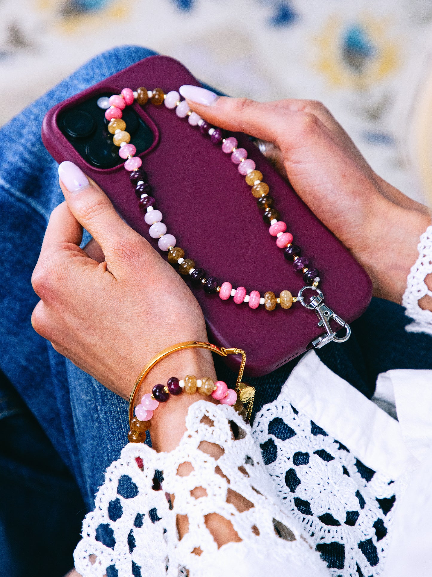 Plum, Pink & Brown Phone Charm