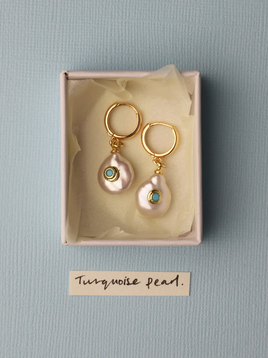 Turquoise Pearl Earrings